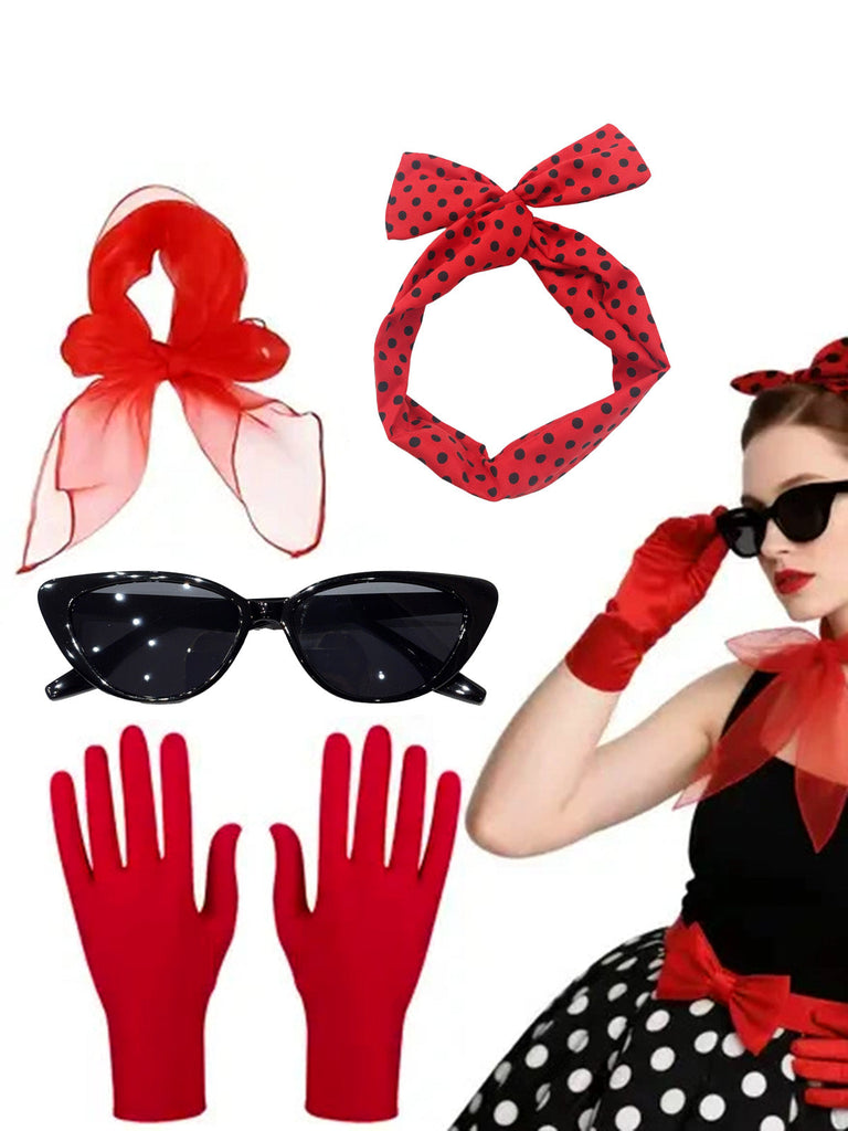 Black Retro Polka Dot Ladybug Cosplay Accessories Set 2