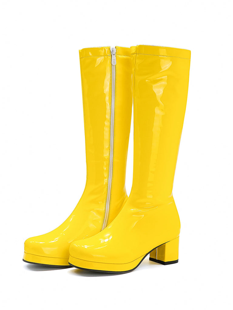 Retro Shiny Patent Leather Thigh-High Boots, vintage fashion, retro style - perfect for women who love vintage and retro fashion