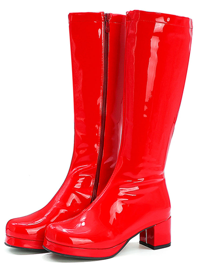 Retro Shiny Patent Leather Thigh-High Boots, vintage fashion, retro style - perfect for women who love vintage and retro fashion