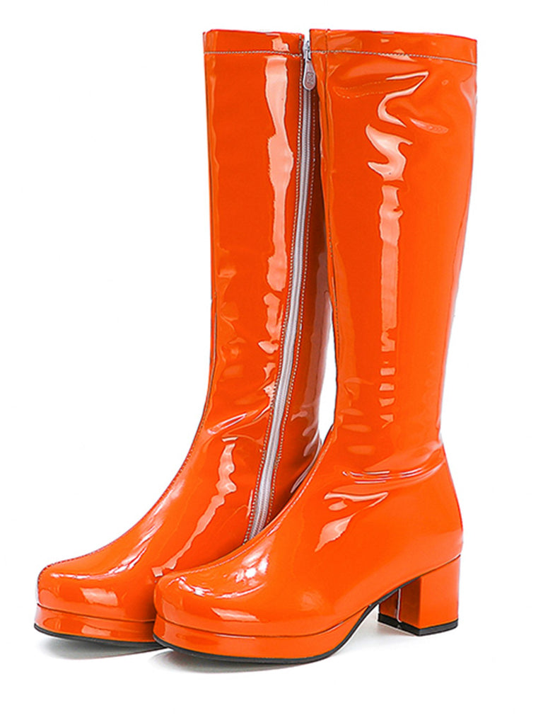Retro Shiny Patent Leather Thigh-High Boots, vintage fashion, retro style - perfect for women who love vintage and retro fashion