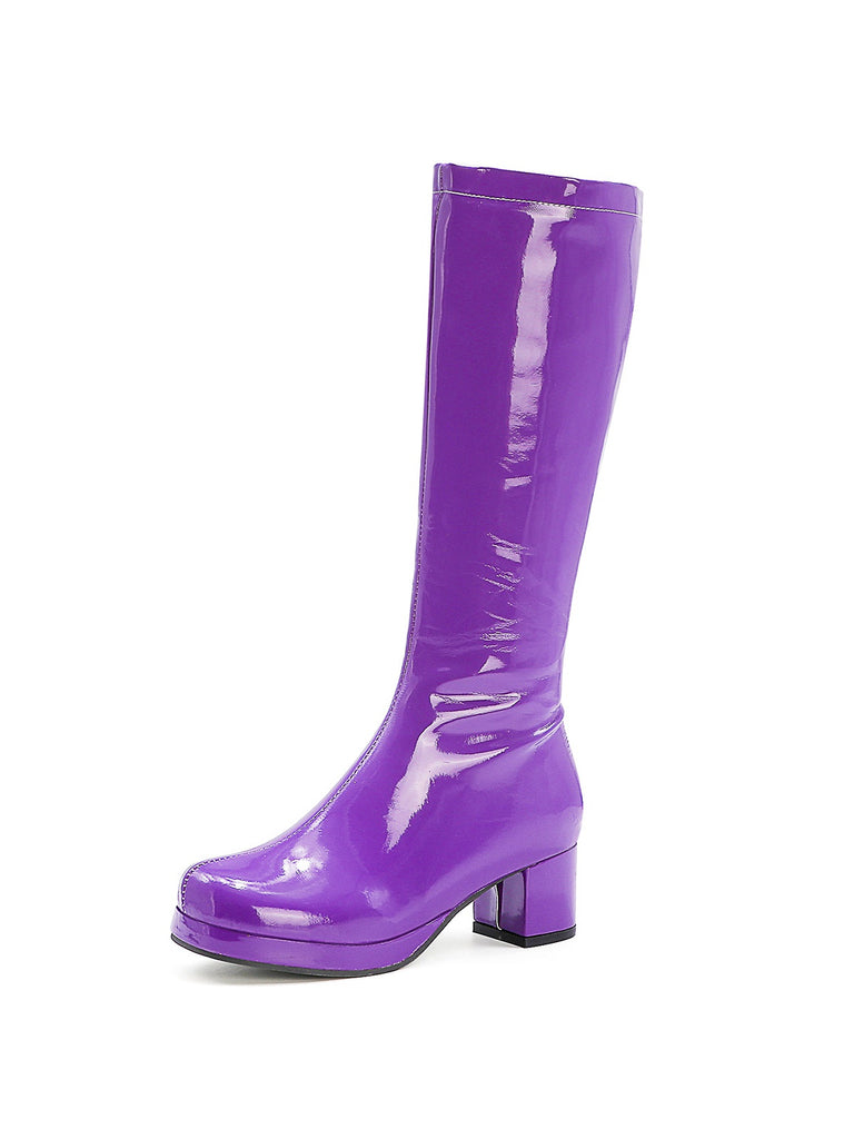 Retro Shiny Patent Leather Thigh-High Boots, vintage fashion, retro style - perfect for women who love vintage and retro fashion