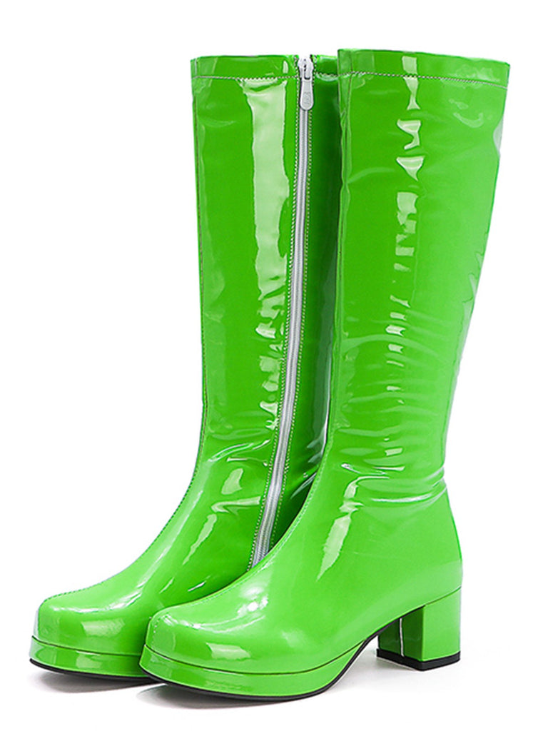 Retro Shiny Patent Leather Thigh-High Boots, vintage fashion, retro style - perfect for women who love vintage and retro fashion