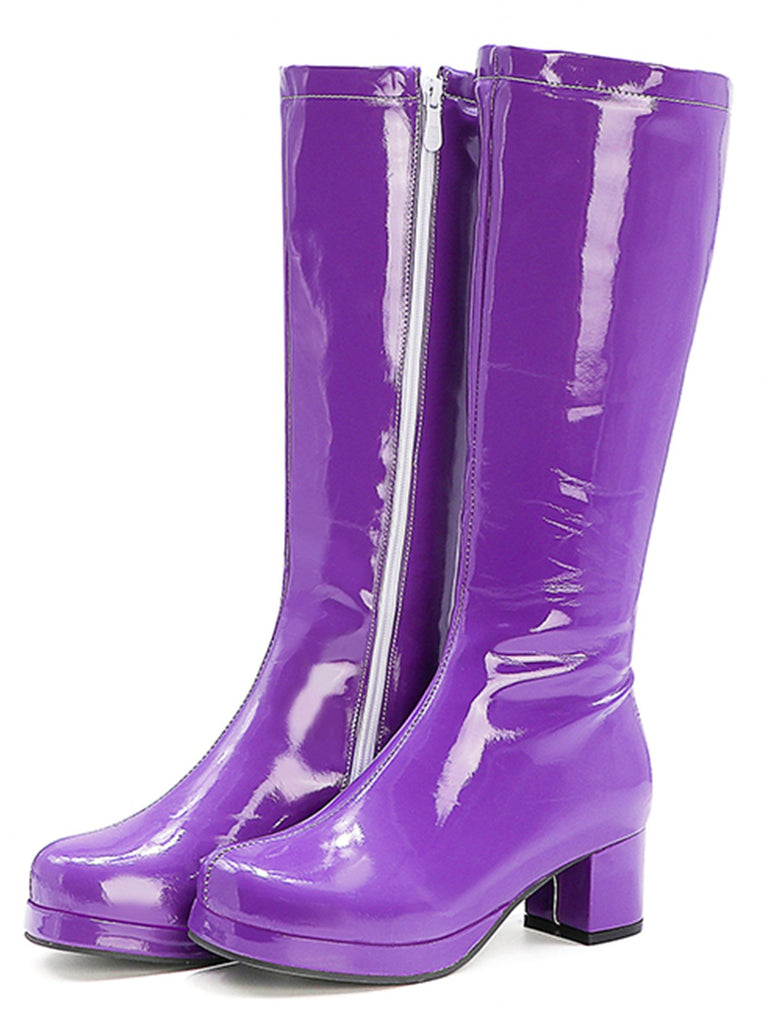 Retro Shiny Patent Leather Thigh-High Boots, vintage fashion, retro style - perfect for women who love vintage and retro fashion