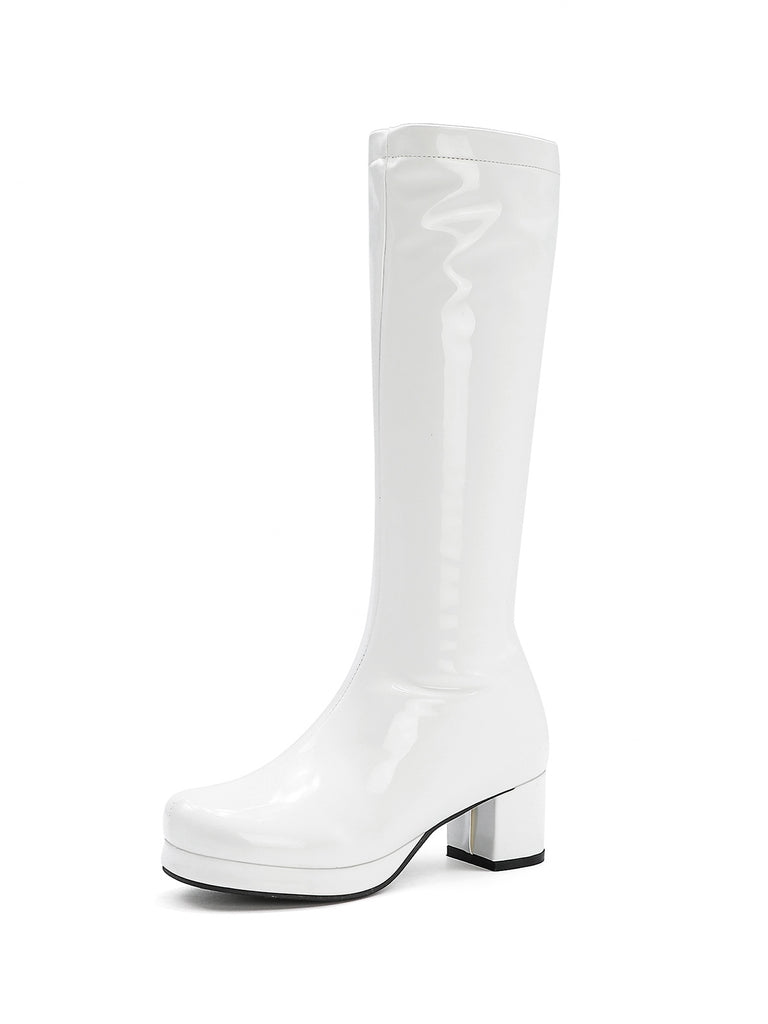 Retro Shiny Patent Leather Thigh-High Boots, vintage fashion, retro style - perfect for women who love vintage and retro fashion