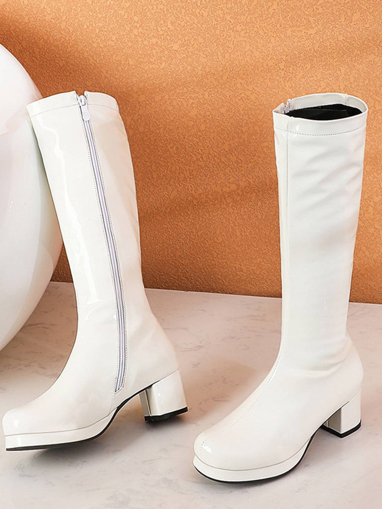 Retro Shiny Patent Leather Thigh-High Boots, vintage fashion, retro style - perfect for women who love vintage and retro fashion