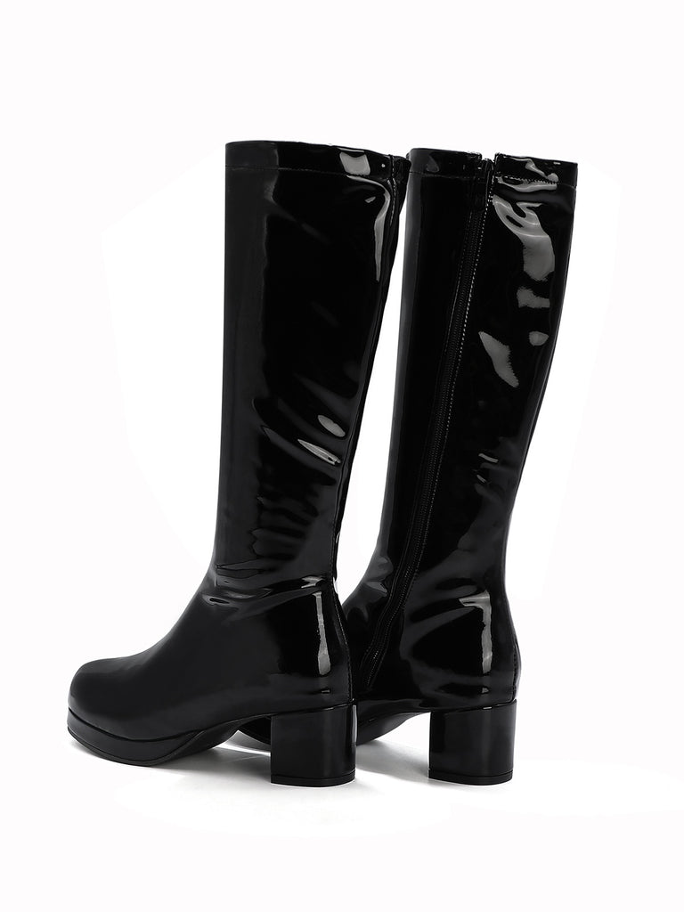 Retro Shiny Patent Leather Thigh-High Boots, vintage fashion, retro style - perfect for women who love vintage and retro fashion