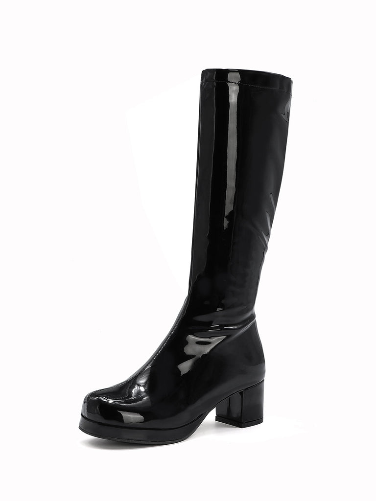 Retro Shiny Patent Leather Thigh-High Boots, vintage fashion, retro style - perfect for women who love vintage and retro fashion
