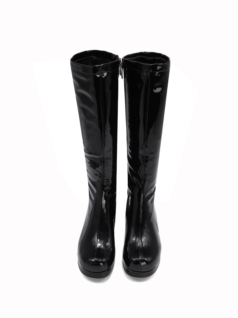 Retro Shiny Patent Leather Thigh-High Boots, vintage fashion, retro style - perfect for women who love vintage and retro fashion