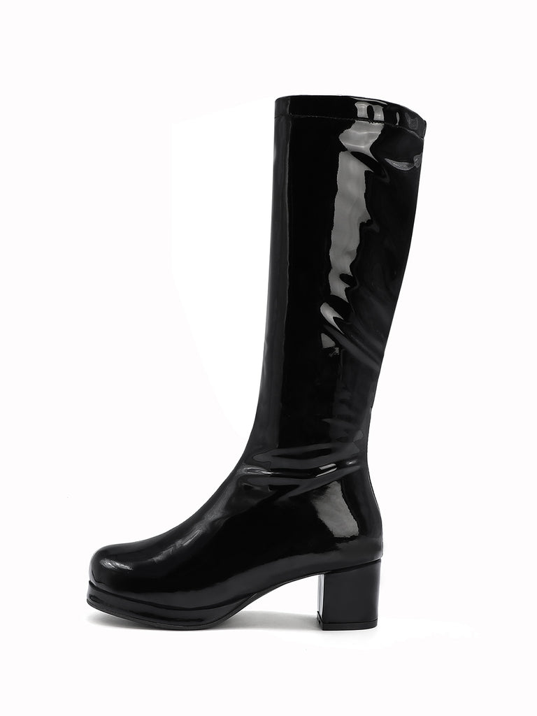 Retro Shiny Patent Leather Thigh-High Boots, vintage fashion, retro style - perfect for women who love vintage and retro fashion