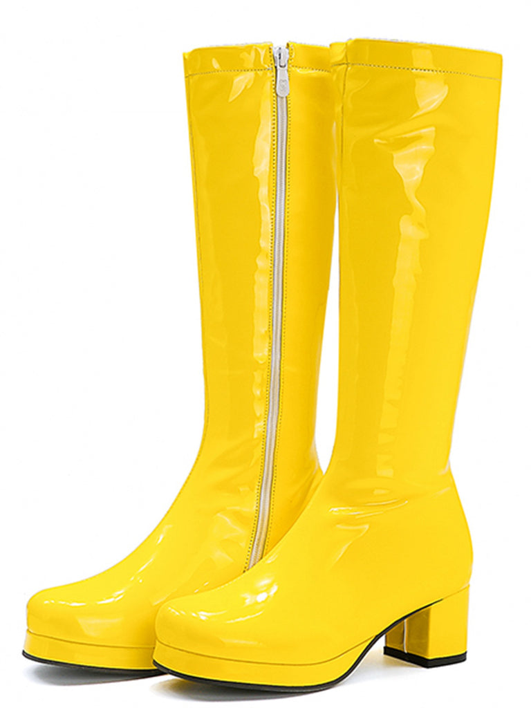 Retro Shiny Patent Leather Thigh-High Boots — 1950s vintage charm for her modern wardrobe