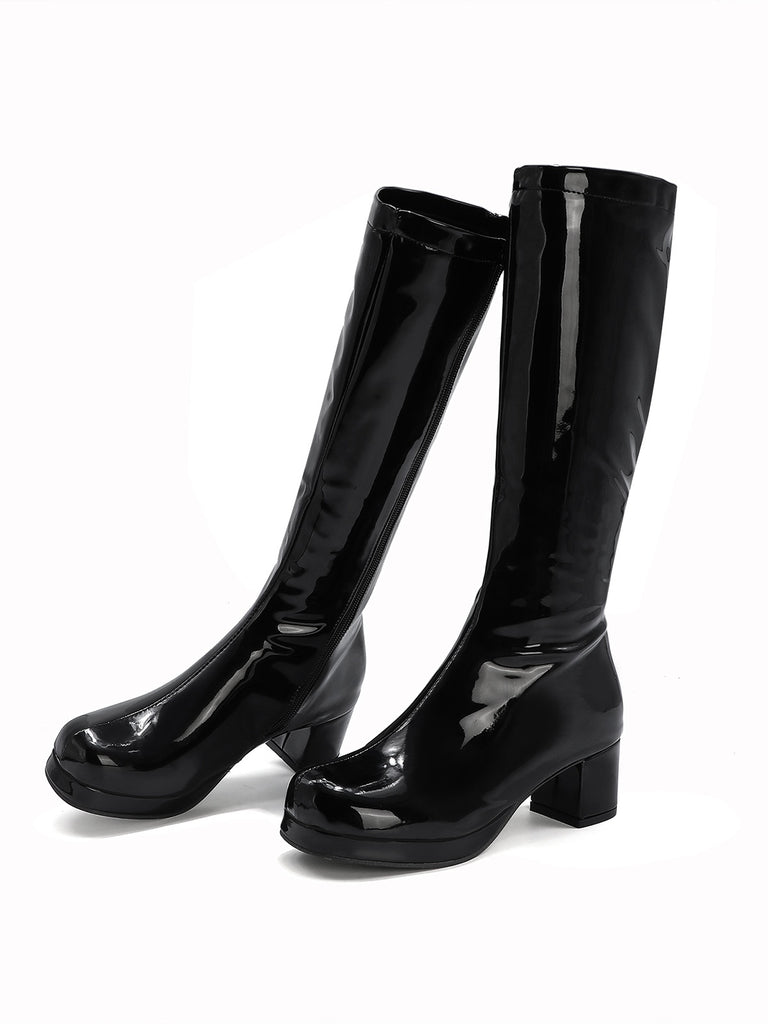 Retro Shiny Patent Leather Thigh-High Boots — 1950s vintage charm for her modern wardrobe