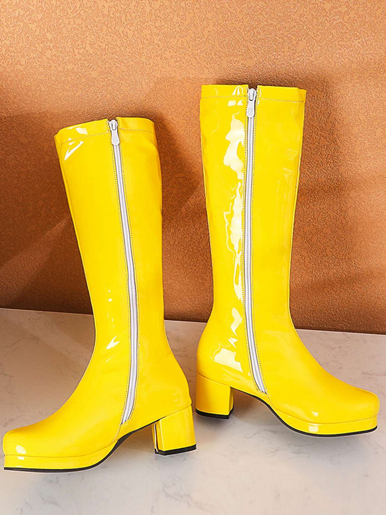Retro Shiny Patent Leather Thigh-High Boots — 1950s vintage charm for her modern wardrobe