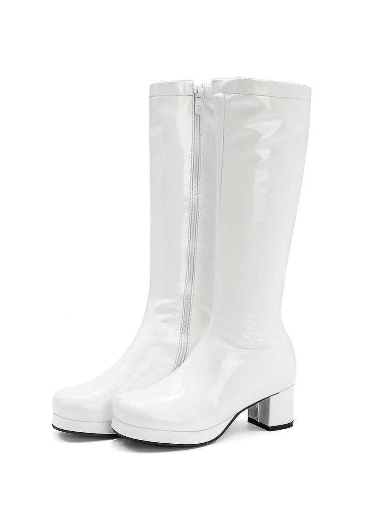 Retro Shiny Patent Leather Thigh-High Boots, vintage fashion, retro style - perfect for women who love vintage and retro fashion