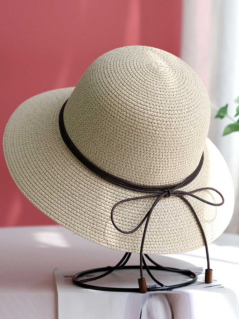 Retro Solid Crochet Knot Adjustable Sun Hat - vintage fashion, retro style