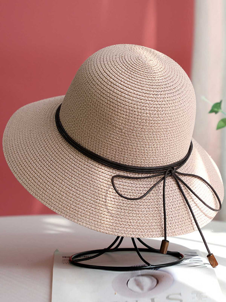 Retro Solid Crochet Knot Adjustable Sun Hat - vintage fashion, retro style