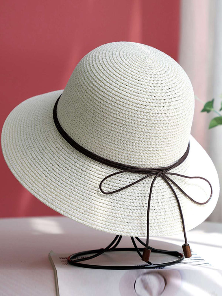 Retro Solid Crochet Knot Adjustable Sun Hat - vintage fashion, retro style