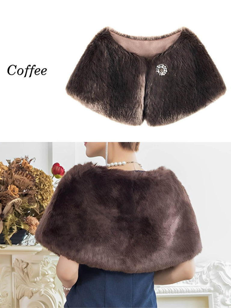 Retro Solid Rhinestone Cape With Brooch: timeless style reimagined