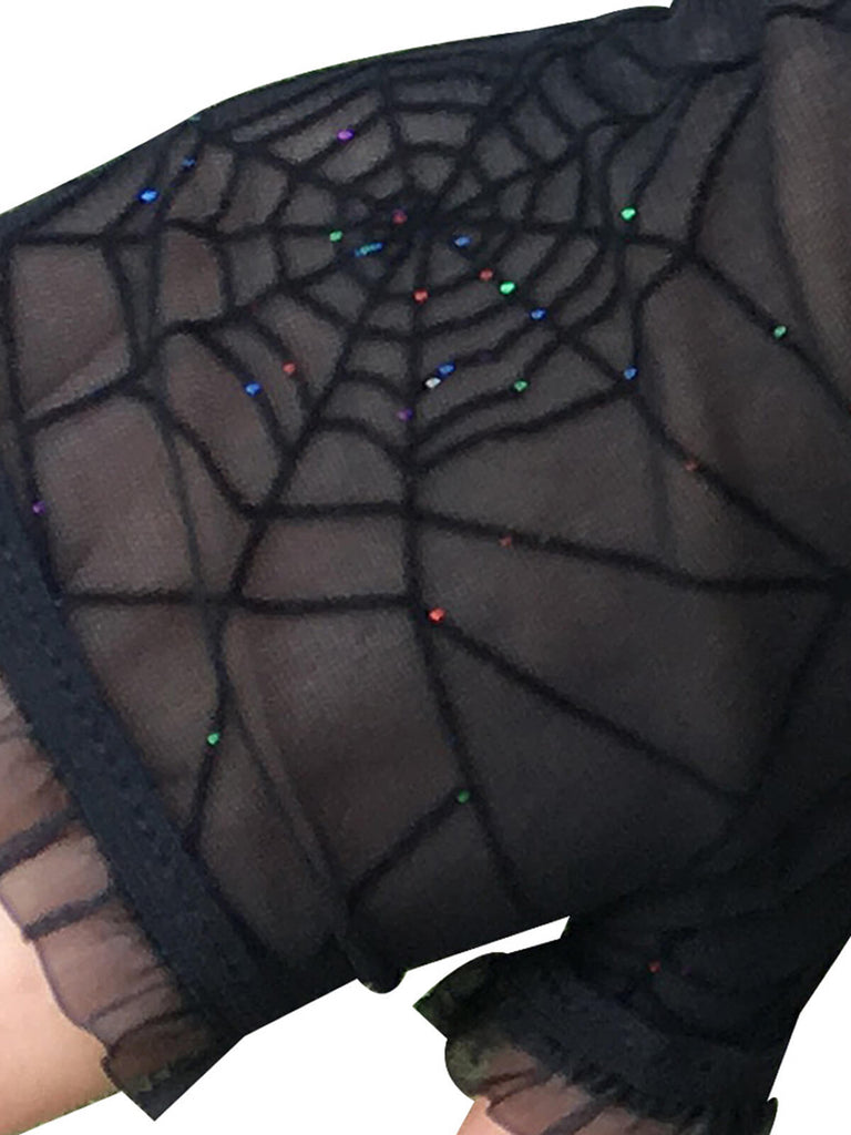 Retro Spider Web Fingerless Gloves: 1950s detail work for the woman who notices