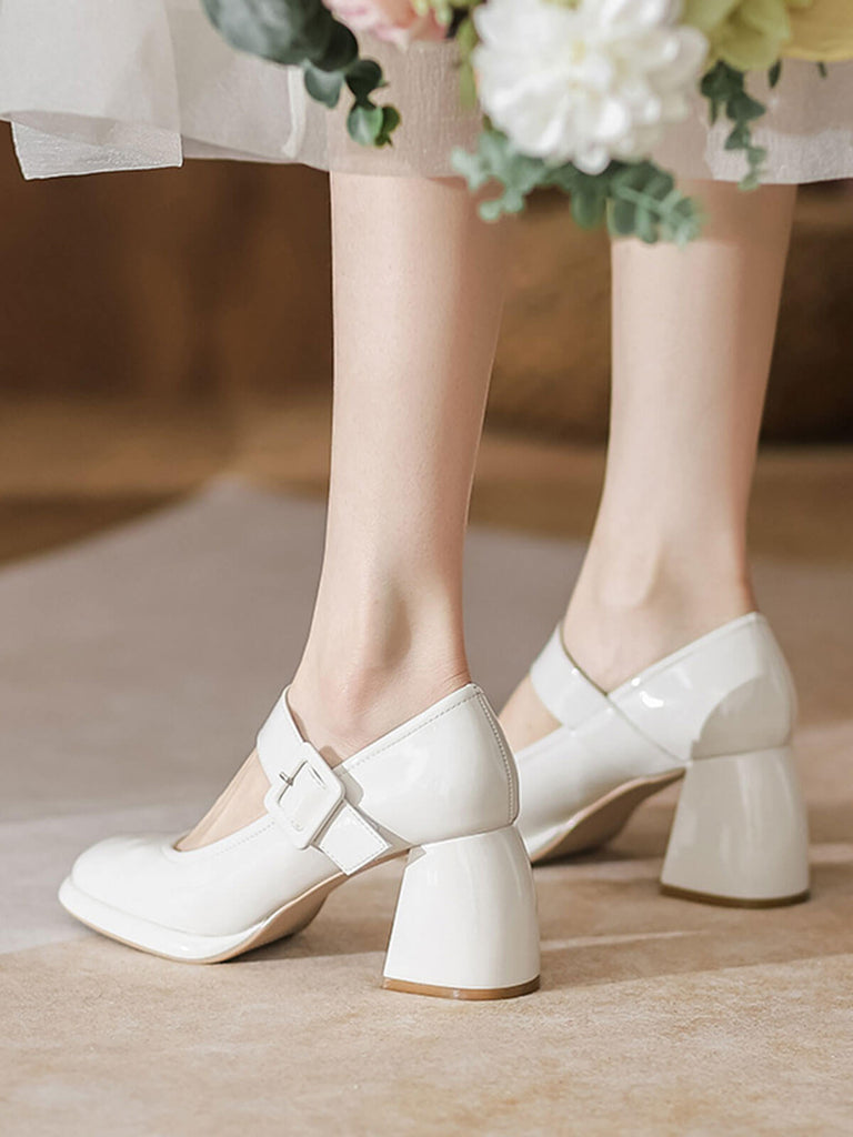Retro Square-Toe High Heel Leather Shoes: timeless 1950s elegance she makes her own