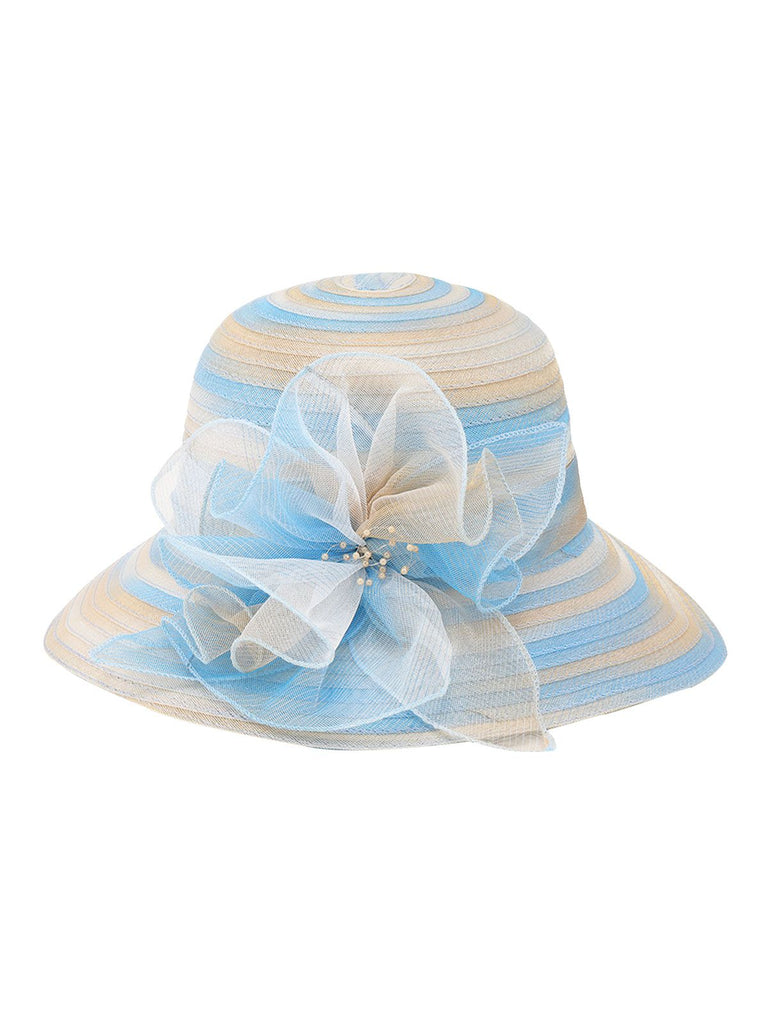 Retro Stripe Gradient Organza Sun Hat - vintage fashion, retro style