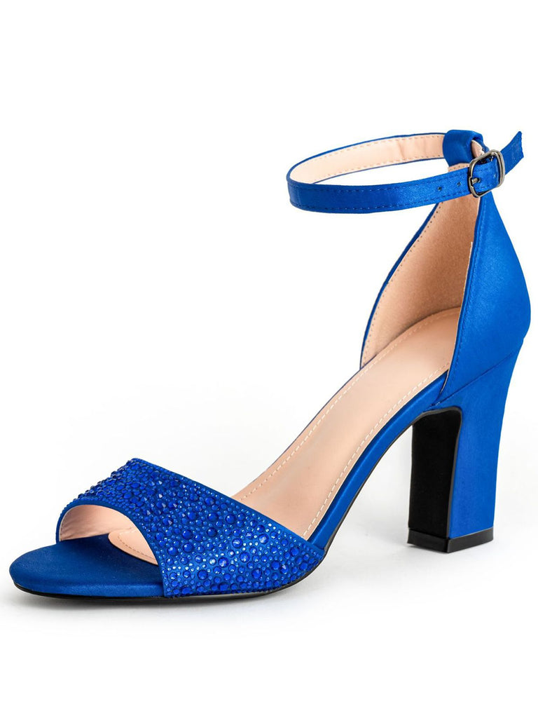 This Rhinestone Solid Ankle Strap High Heel Sandals whispers vintage secrets to those who notice