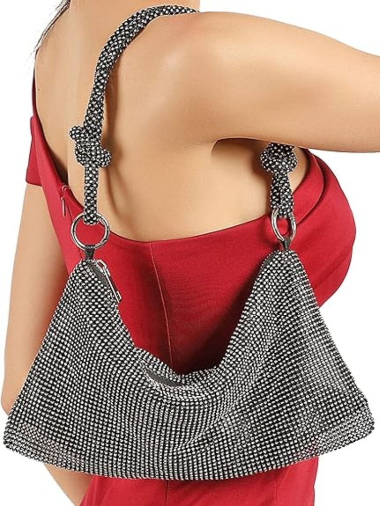 Rhinestone Sparkly Evening Handle Shoulder Bag - vintage fashion, retro style