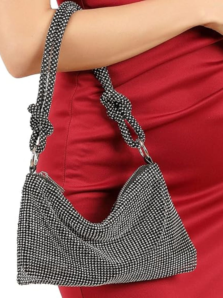 Rhinestone Sparkly Evening Handle Shoulder Bag - vintage fashion, retro style