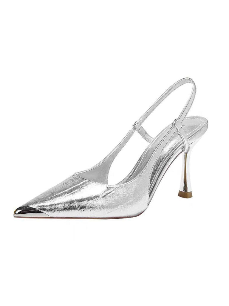 Silver Rhinestone Stiletto High Heels 4