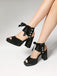 Ribbon Bow Lace-Up Chunky Heel Sandals - vintage shoes, retro heels