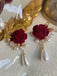 Rose Pearl Pendant Bow Stud Earrings: timeless style reimagined