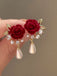 Rose Pearl Pendant Bow Stud Earrings: timeless style reimagined