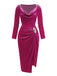 Rose Pink 1960s Cowl Neck Velvet Slit Dress - vintage dress, retro fashion