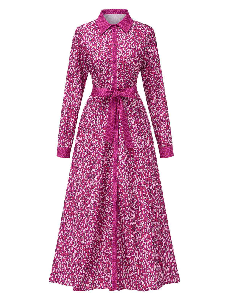 She slips into this Rose Red 1930s Lapel Polka Dots Maxi Dress and suddenly it's a 1930s daydream