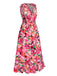 Rose Red 1940s Floral V-Neck Elastic Waist Dress, vintage dress, retro fashion, floral print - perfect for women who love vintage and retro fashion