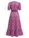 Rose Red 1940s Slit Roses V-Neck Dress, vintage dress, retro fashion - perfect for women who love vintage and retro fashion