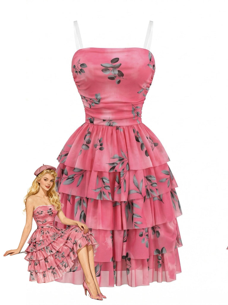 Rose Red 1950s Print Mesh Dress Dress