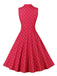 Rose Red 1950s Polka Dots Lapel Sleeveless Dress — vintage elegance for the modern woman