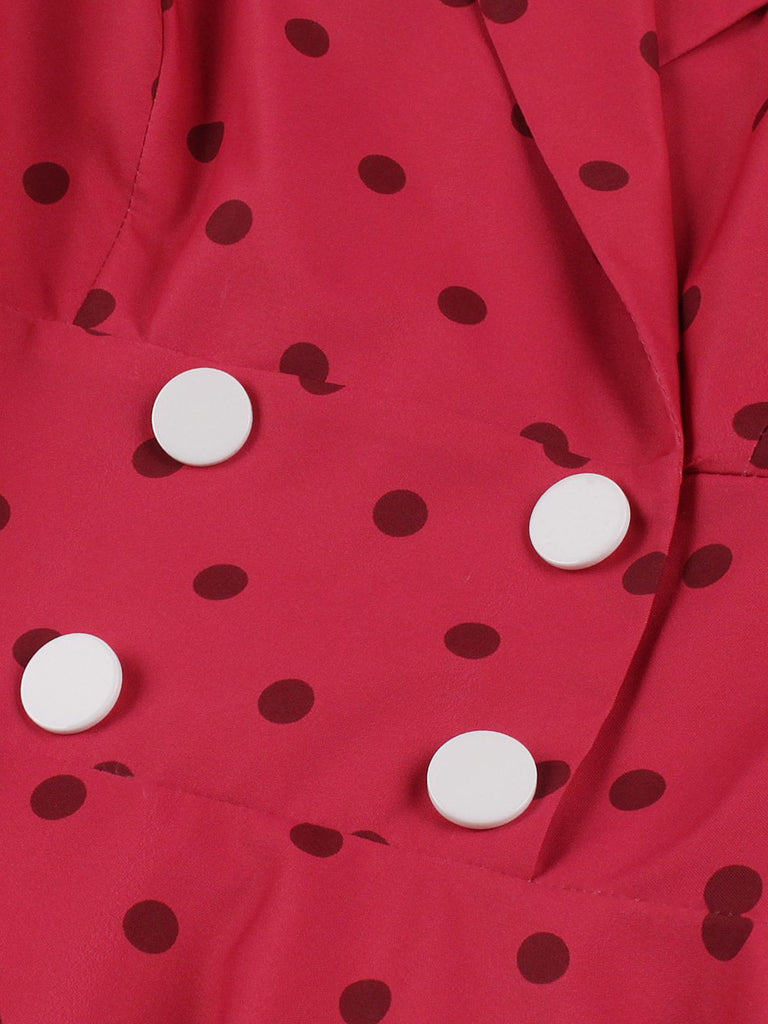 Rose Red 1950s Polka Dots Lapel Sleeveless Dress: timeless style reimagined