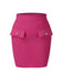 Rose Red 1970s Heart Button Pocketed Solid Skirt: 1970s grace for the woman who dances through life