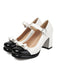 She finds her vintage story in this Round Toe Colorblock Patent Leather High Heels