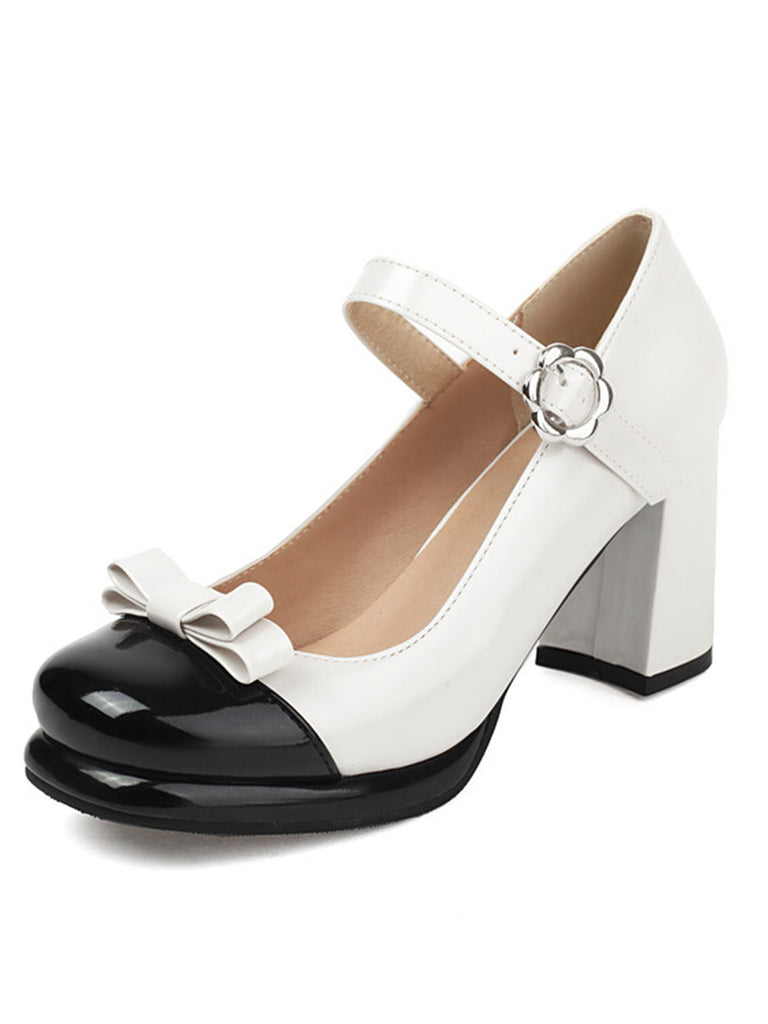 Round Toe Colorblock Patent Leather High Heels: timeless vintage elegance she makes her own