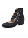 Round Toe Low Chunky Heel Cut-Out Boots - vintage shoes, retro heels