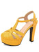 Round Toe T-Strap Chunky Block Heel Platform Sandals - vintage shoes, retro heels