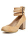 This Round Toe Thick-Soled Wood-Grain Chunky Heel Shoes whispers vintage secrets to those who notice