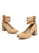 She finds her vintage story in this Round Toe Thick-Soled Wood-Grain Chunky Heel Shoes