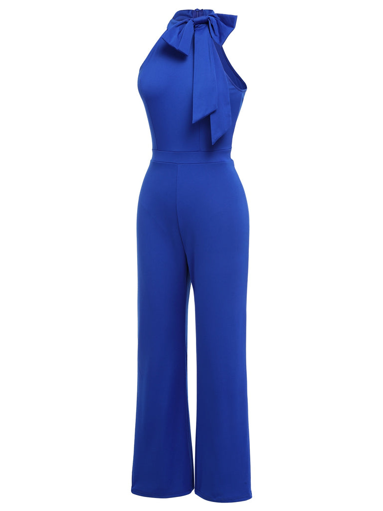 Royal Blue 1930s Tie Neck Jumpsuit, vintage romper, retro jumpsuit - perfect for women who love vintage and retro fashion