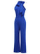 Royal Blue 1930s Tie Neck Jumpsuit, vintage romper, retro jumpsuit - perfect for women who love vintage and retro fashion