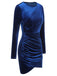 Royal Blue 1960s Solid Long Sleeve Velvet Dress, vintage dress, retro fashion - perfect for women who love vintage and retro fashion