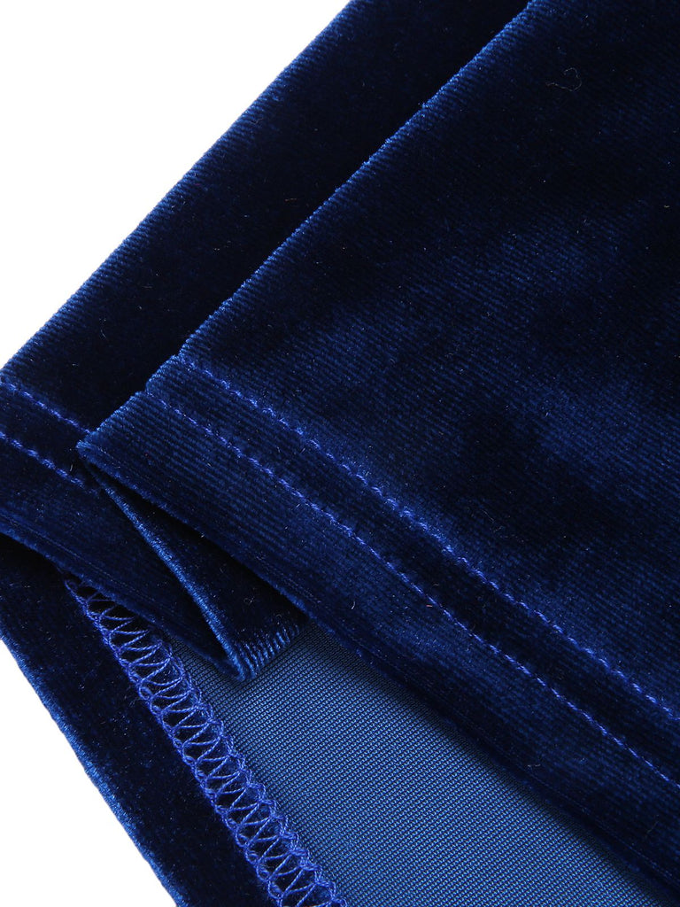 Royal Blue 1960s Solid Long Sleeve Velvet Dress, vintage dress, retro fashion - perfect for women who love vintage and retro fashion