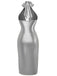 1960s Metallic Halter Keyhole Bodycon Dress